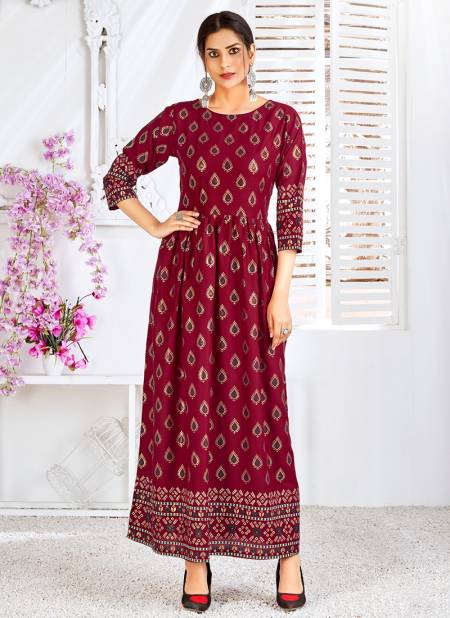 Maroon Colour Minakari 2 Rahul NX New latest Designer Ethnic Wear Rayon Gown Collection 1003